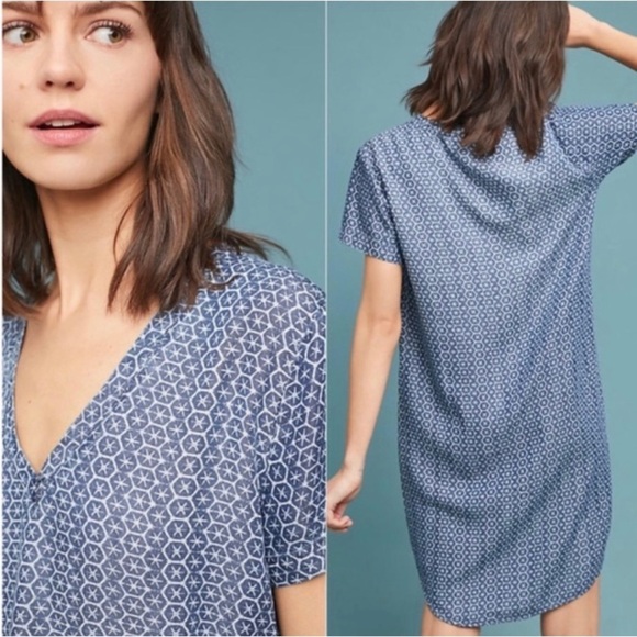Cloth & Stone Justine Star Blue Dress Women’s Small Short Sleeve - Picture 1 of 10